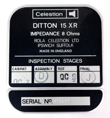 Celestion Ditton 15 XR 15XR PARTS Rear Plate Inspection Stages Serial # 2 Pieces
