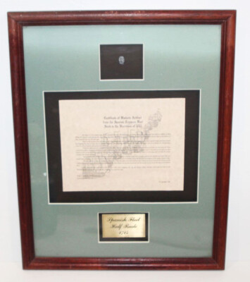 1715 Spanish Fleet Silver Half Reale Coin from Shipwreck Treasure Framed w/ COA