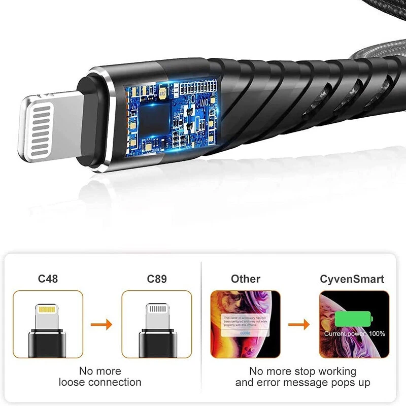 For iPhone 6 7 8 Plus iPhone X XR 11 12 Pro Max Charger USB Cable Cord 3/6/10Ft - Image 2 of 4