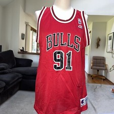 NBA Dennis Chicago Bulls Champion Jersey Dennis Rodman 91 Free Ship