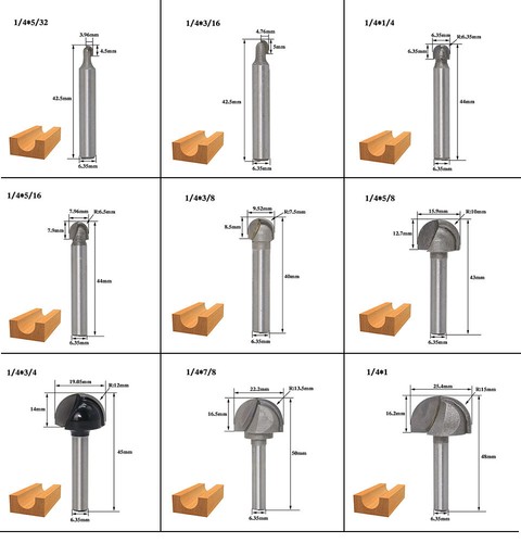 Durable Alloy Woodworking Milling Cutter w/ Round Bottom Router ...