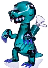 dinosaur Glass bong Dark green Recycler Collectibles rig Water Pipes 14mm Bowl
