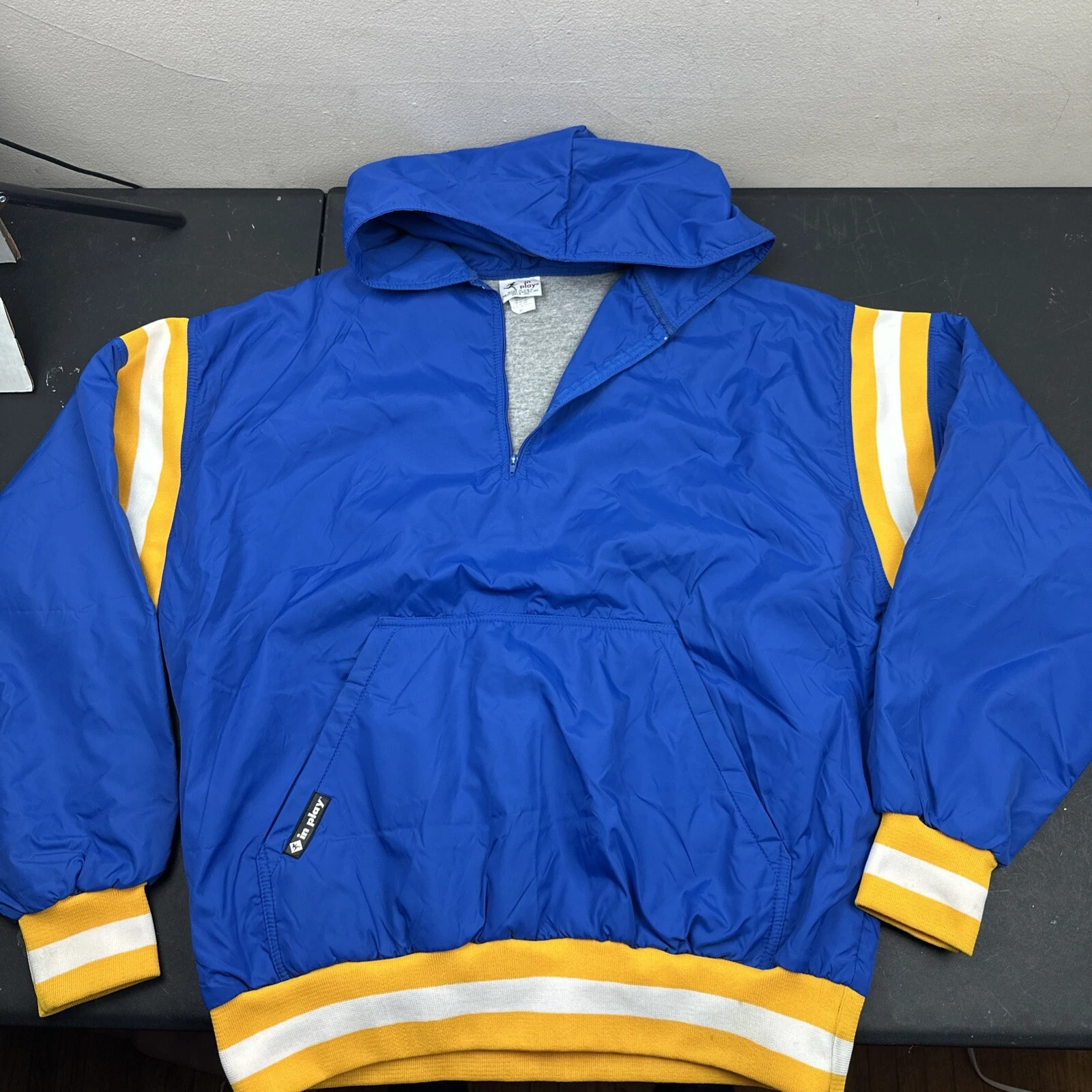 In Play Windbreaker Insulated Pullover Quarter Zip Jacket Blue Unisex Sz XL