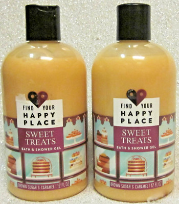LOT 2 HAPPY PLACE SWEET TREATS BATH & SHOWER GEL BODY WASH BROWN SUGAR & CARAMEL