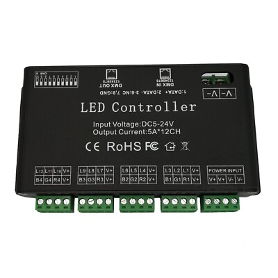 12 Channel Dmx Decoder Rgb Led Controller 60A Pwm Dmx512 Dimmer Driver (2311)