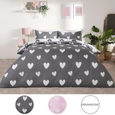 OHS Heart Print Duvet Cover with Pillowcase Quilt Reversible Bedding Set
