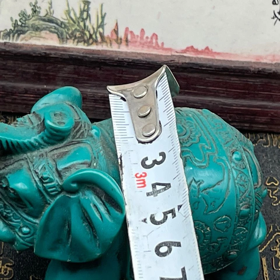 Estatuilla de elefante turquesa sintética resina decoración del hogar estilo antiguo adorno de regalo Foto 4 de 4