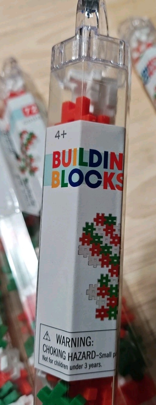 Lot of 12 (72 pcs tube) Hashtag Building Blocks Christmas - Red Green White