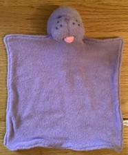 RUSS BABY Berrie Purple Hippo lovey security blanket 8.5” Square Terry Cloth