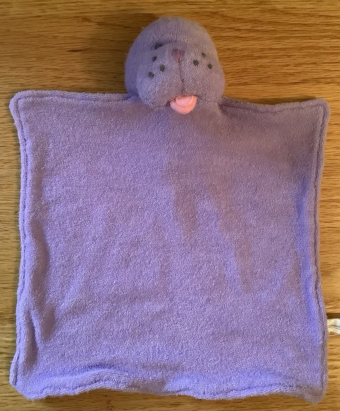 RUSS BABY Berrie Purple Hippo lovey security blanket 8.5” Square Terry Cloth