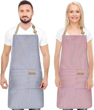 2 Pack Kitchen Cooking Aprons, Adjustable Bib Soft Chef Apron with 2 Pockets