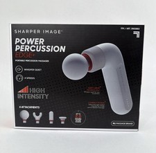 Sharper Image Power Percussion Edge Cordless Massage Gun, 4 Heads, White