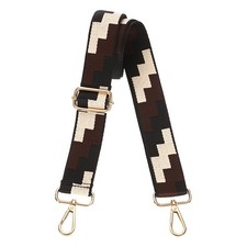 Purse Straps Replacement Crossbody with Light Gold Buckle, Black - White