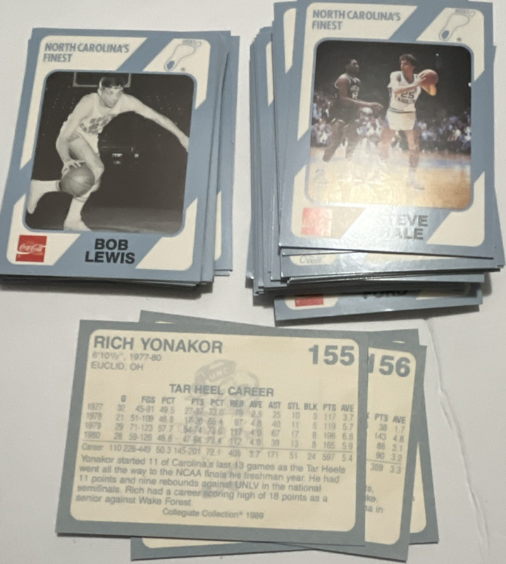 Collegiate Collection North Carolina's Finest Basketball 1989 217 Card Lot Lewi…