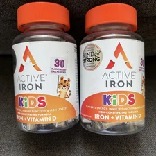 2x Kids Iron + Vitamin D Chews – Gentle Energy & Immune Support, 30ct Exp 07/26