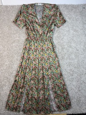 Sandro Paris Floral Midi Dress Size 34 Womens V Neck Short Sleeve France