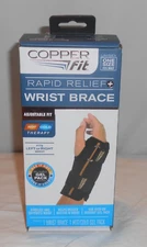 Copper Fit Rapid Relief Wrist Brace Hot Cold Therapy Adjustable Fit Black Unisex