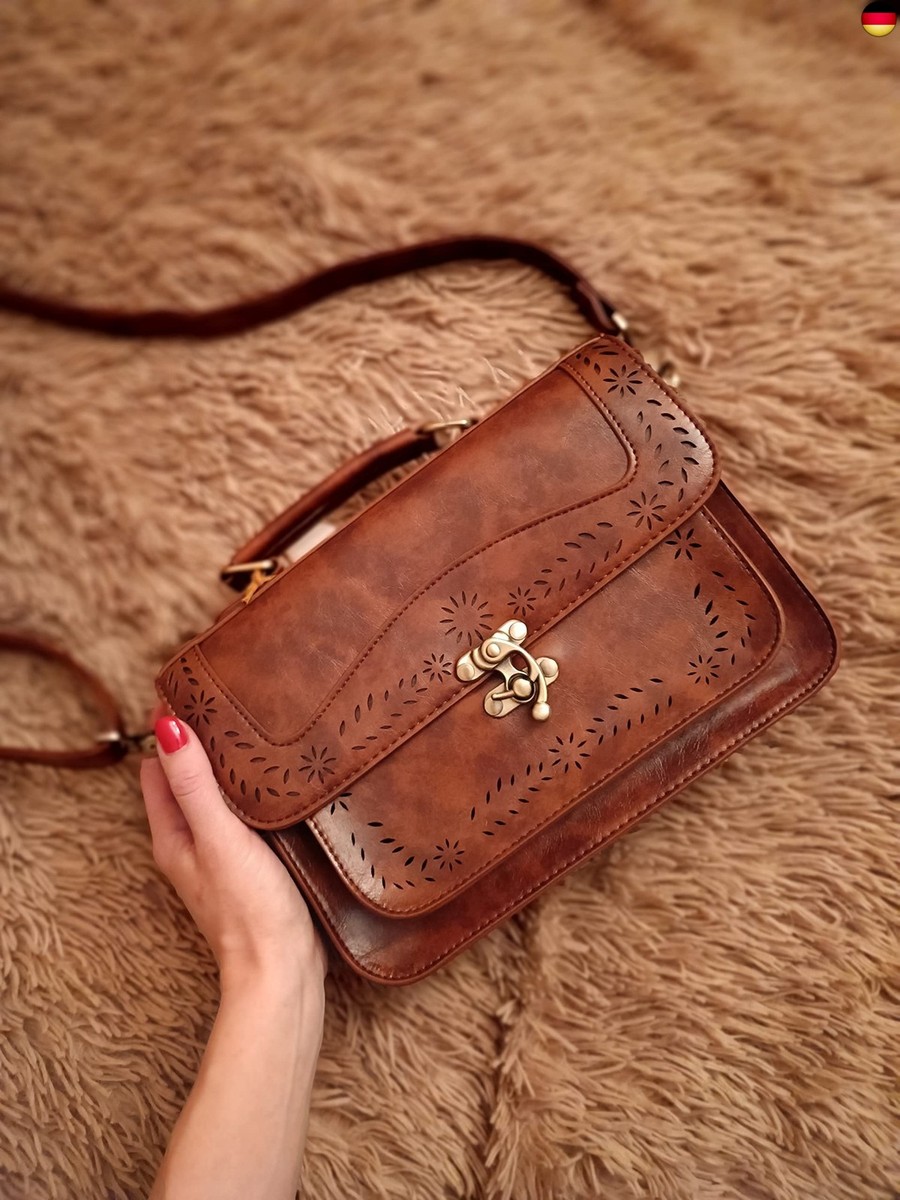 ECOSUSI Damen Umhängetasche Vintage Leder Schultertasche Kleine