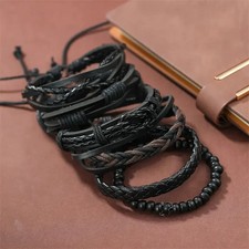 3pcs Handmade Leather Bracelet Set for Men Women Boho Style Wristbands