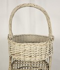Vintage 1960s French Wicker Wine Bottle Basket Tall Rattan Caddy W/ Handles 33" — photo 6