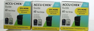 Accu-Chek Guide Test Strips 3 boxes of 60 Free Shipping Exp 4/27+