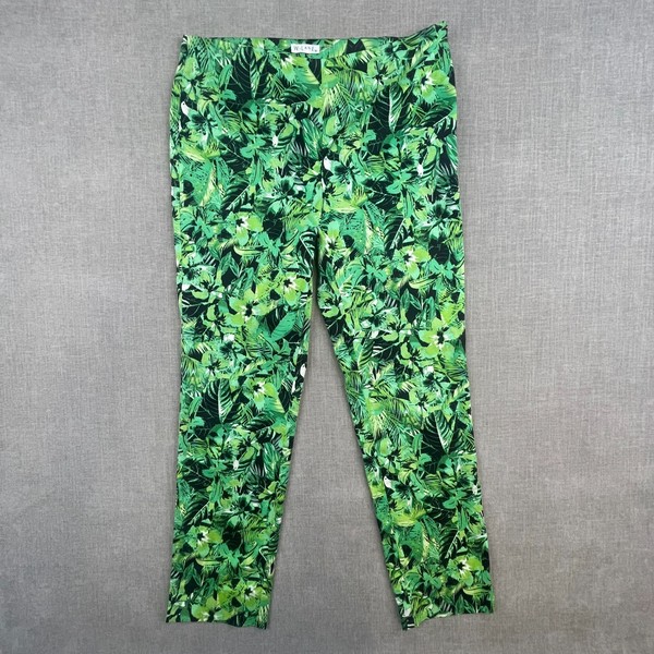 W. Lane Pants Womens Green Tropical Palm Leaf Print Tapered Cropped size 10