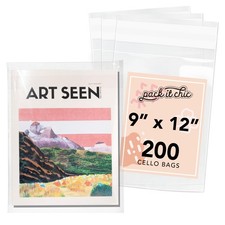 9x12 Clear Resealable Cello Bags 200 Pack - Fits A4, Letter Size, Self Seal