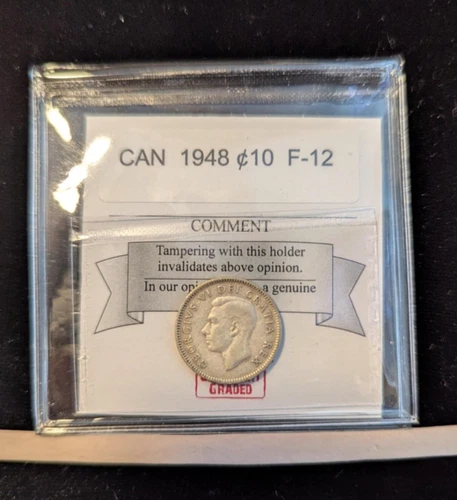 1948  Coin Mart Graded Canadian Ten ¢10 Cent ** F-12**
