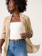 Evereve Weston Perforated Blazer Size Small Taupe