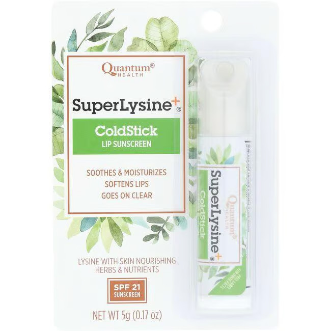 Бальзам Quantum Health Superlysine + Солнцезащитный крем для губ с термостойкостью Spf 21, 0,17 унции