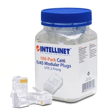 Cat6 RJ45 Connector Ends Set Modular Plugs 100 pcs - Stranded Wire Two Prong ...