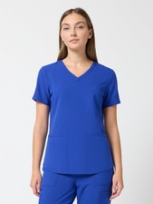 Scrubstar Women's Core Essentials V-Neck Scrub Top M Electric Blue NWT