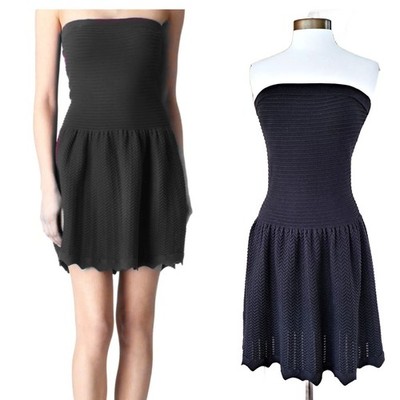 Sandro Raffiki Black Strapless Knit Mini Dress Size Small LBD Party Cocktail
