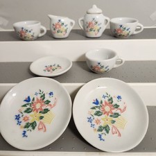 Vintage Dollhouse Miniature Tea or Tea Set With Flower Basket Pattern