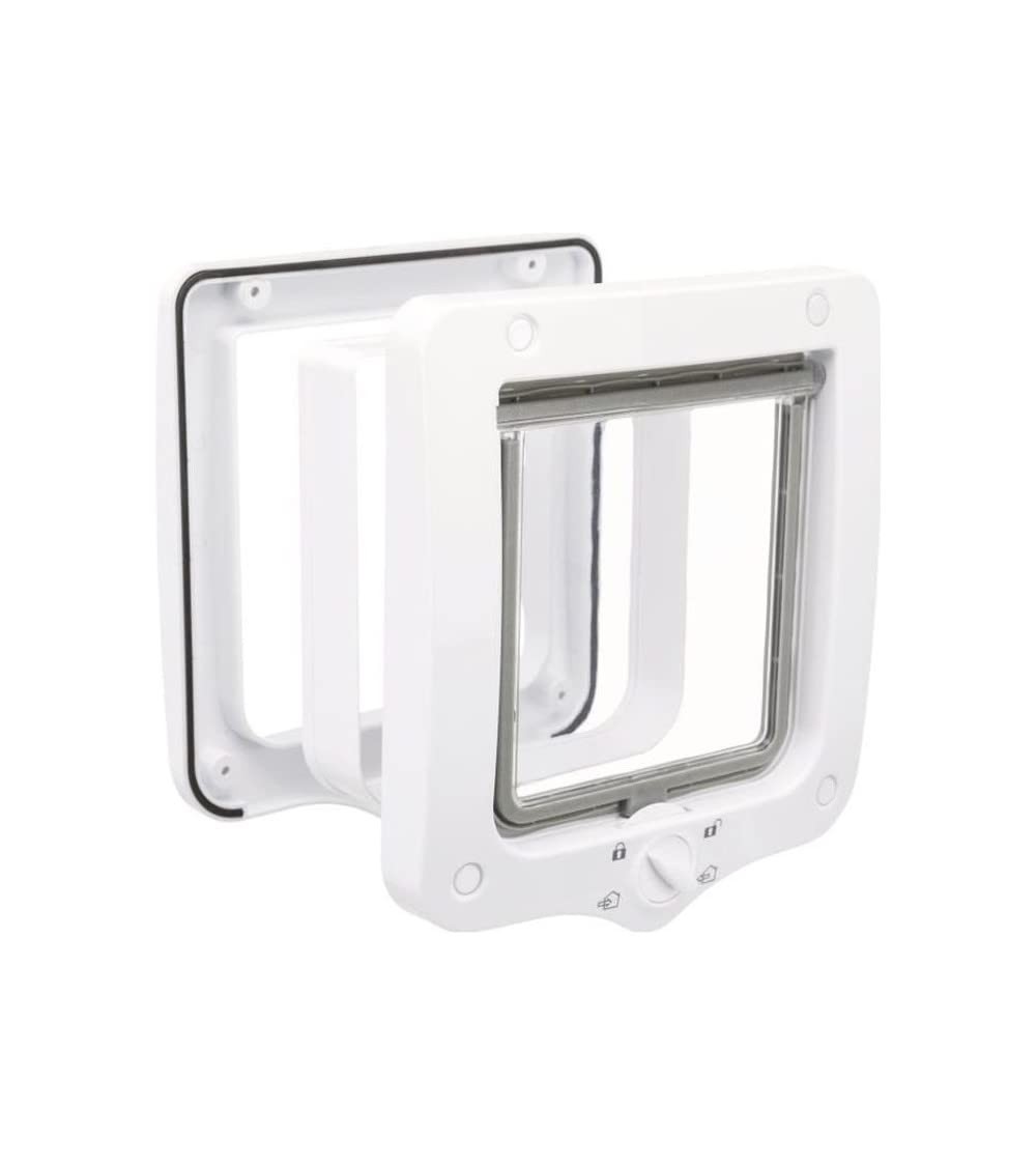 TRIXIE 4-Way Cat Flap with Tunnel, White, 578 g 20 × 22 × 2 cm; 580 g, White