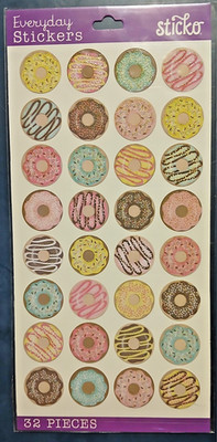 Sticko Mini Donuts Stickers ~ Scrapbook/Cards/ Junk Journal~ 32 pc.