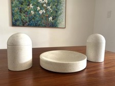 Vintage Pair of Italian Post Modern Matte Marble Canisters