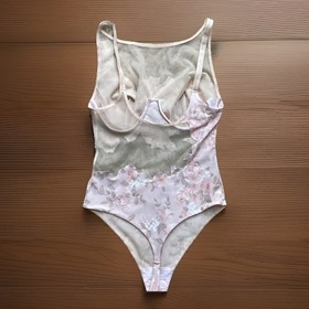 La Perla-4 Floral & Mesh Pink Sheer Bodysuit Size 38 Bustier Pin Up Romantic