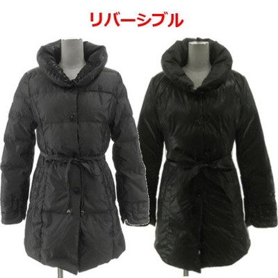 B3 B-Three Reversible Down Coat Gray 70% Down Volume Collar Ribbon Belt Used