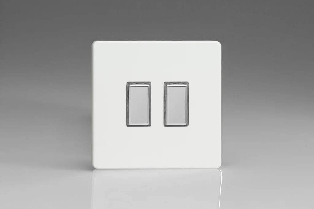 Dimmer White V-Pro Multi-Point Supplementary Control Screwless Premium 2-Gang