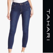 Tahari Kelly Skinny Mid Rise Stretch Jeans Size 16/33 Night Sky Wash New 98