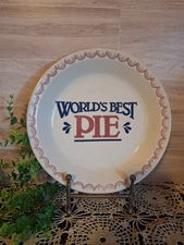 Vintg. Mount Clemons Pottery Worlds Best Pie Plate , Baking, Picnic, Potluck,...