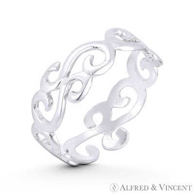 7mm Wirbelmuster ''Windböen'' Charm oxidiert 925 Sterling Silber vorsteckbar Band