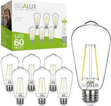 6pack LED Edison Light Bulbs, E26 LED ST58 60W 2700K Soft White Dimmable Bulbs