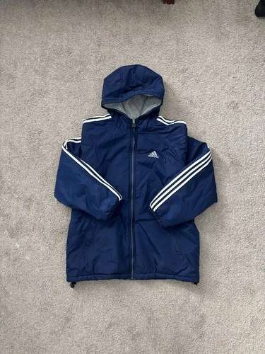 Y2K Adidas blue reversible jacket thick XXL zero flaws embroidered details - product listing photo