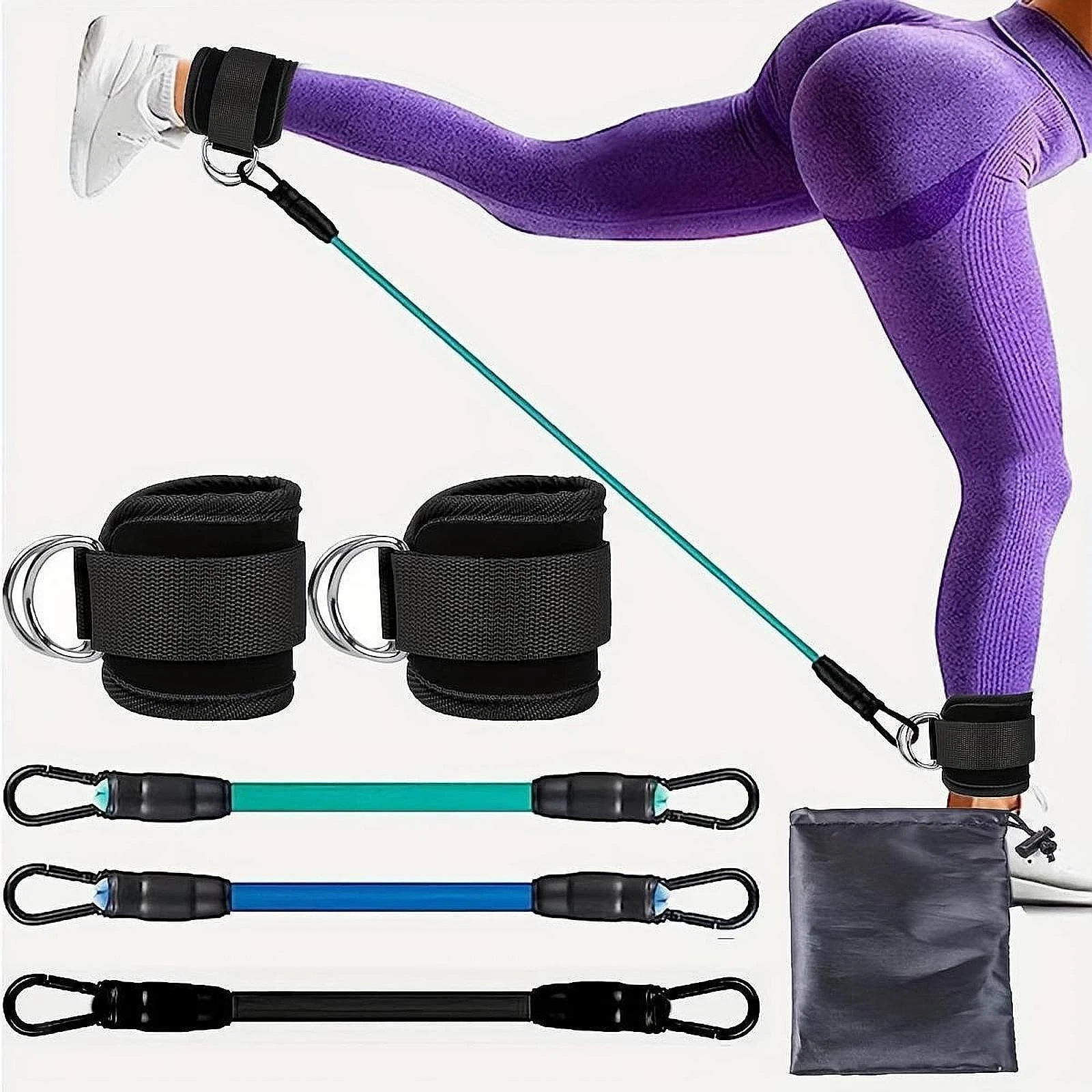 3Pcs Ankle Resistance Bands Ankle Bands 10lbs, 20lbs, 30lbs with Ankle Straps