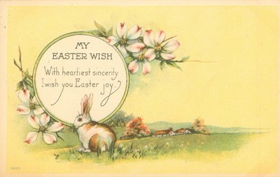 Easter Postcard Antique 1916 Rabbit Flowers Heartiest Sincerity Beautiful View N
