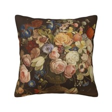 Elegant Vintage Floral Rose Victorian Decorative Throw Pillow Covers Soft Squ...