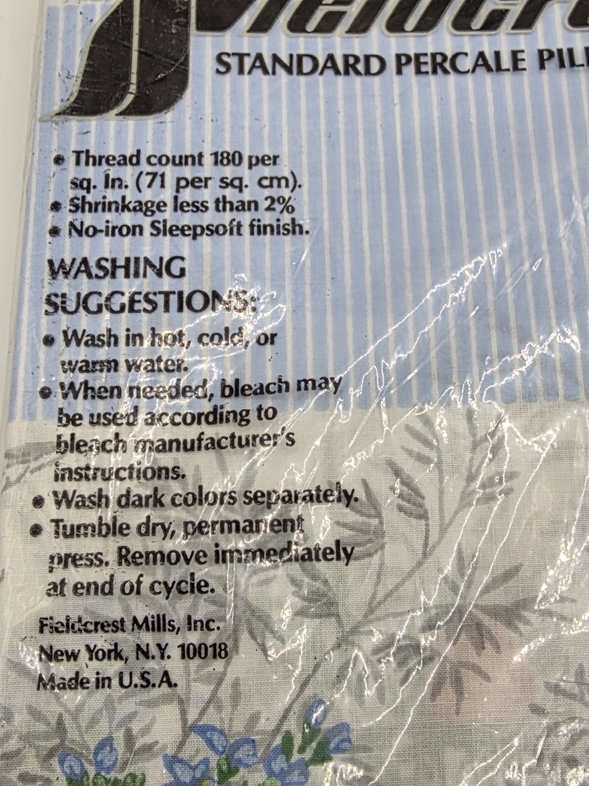 Vintage Fieldcrest Standard Size Pillowcases Poly/Cotton Floral Pattern NEW
