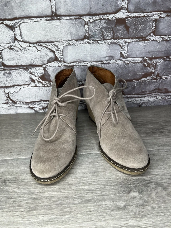 Donald Pliner Harmony Gris Gamuza Con Cordones Goma Cuñas Botines Mujer Talla 8M Foto 2 de 4